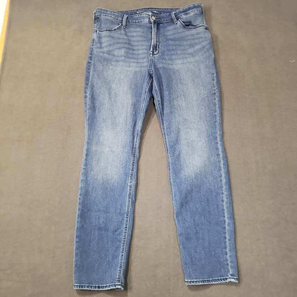 Old Navy High-Rise Wow Straight Jeans Womens 14 Blue‎ Medium Wash Stretch Denim